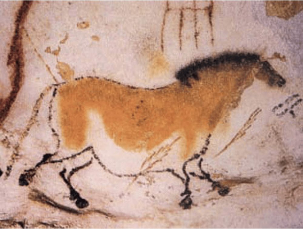 Rund 15.000 Jahre alte Höhlenmalerei in Lascaux, Frankreich ("Third Chinese Horse")